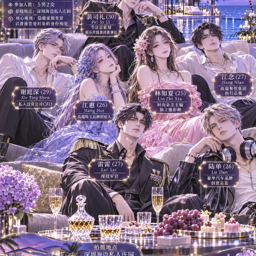 Heartbeat in the Open Dating Show (5 Men, 2 Women)