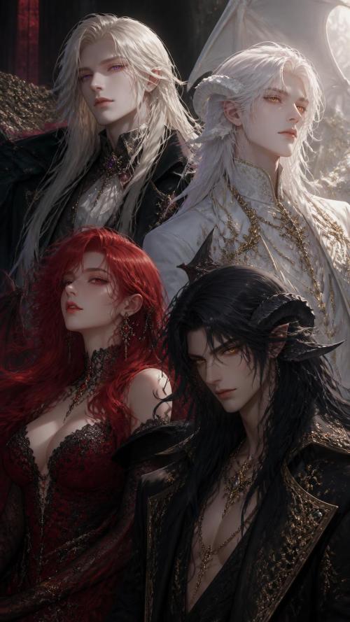Lucien, Seraphina, Aurelian, and Noctis